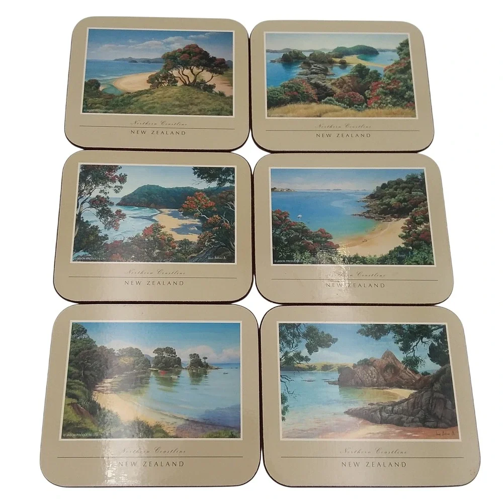 Jason Coasters Northern Coastline‎ New Zealand Cork Back Drink Coasters Set of 6